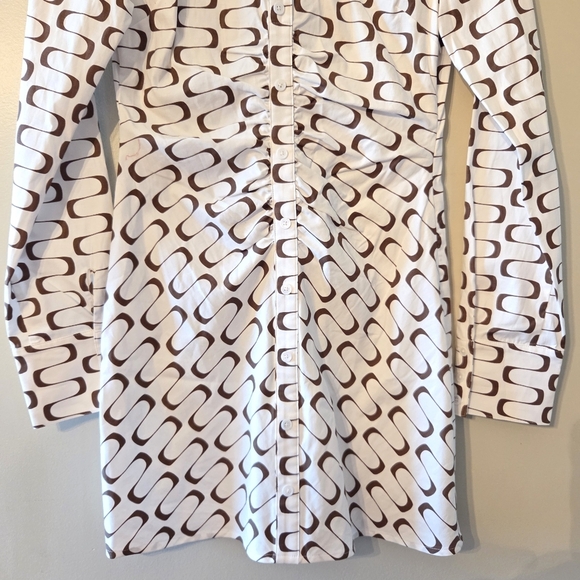 Reformation Vicki Women's Long Sleeve Cotton Frequency Print Mini Dress Size 4 - Picture 9 of 16